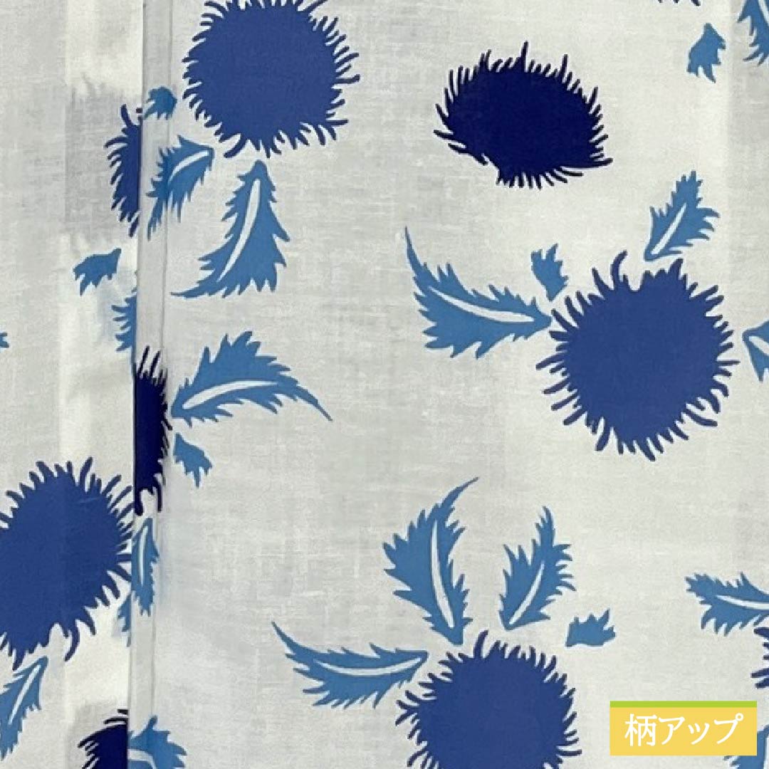 浴衣 木綿 身丈166cm 裄丈64.5cm Aランク 単衣 白系 アザミ 1118006723511