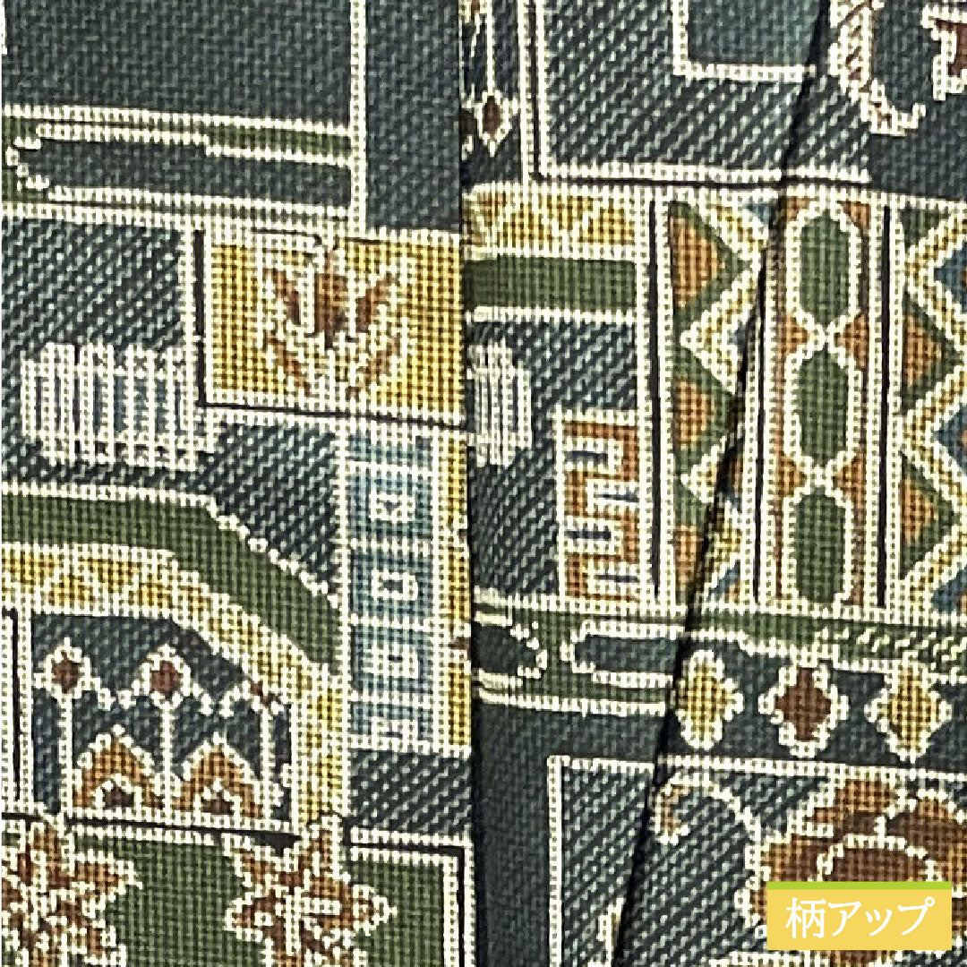 小紋 正絹 身丈156.5cm 裄丈65.5cm 袷 濃紺色 紬地 幾何学模様 しつけ糸付き Sランク 青系 1115003882317