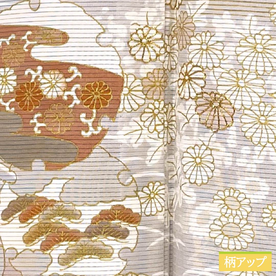 夏物 正絹 訪問着 身丈165cm 裄丈66cm 薄梅鼠色(うすうめねずいろ) 京友禅 金彩 雪輪 絽 Aランク グレー系 1132002033522