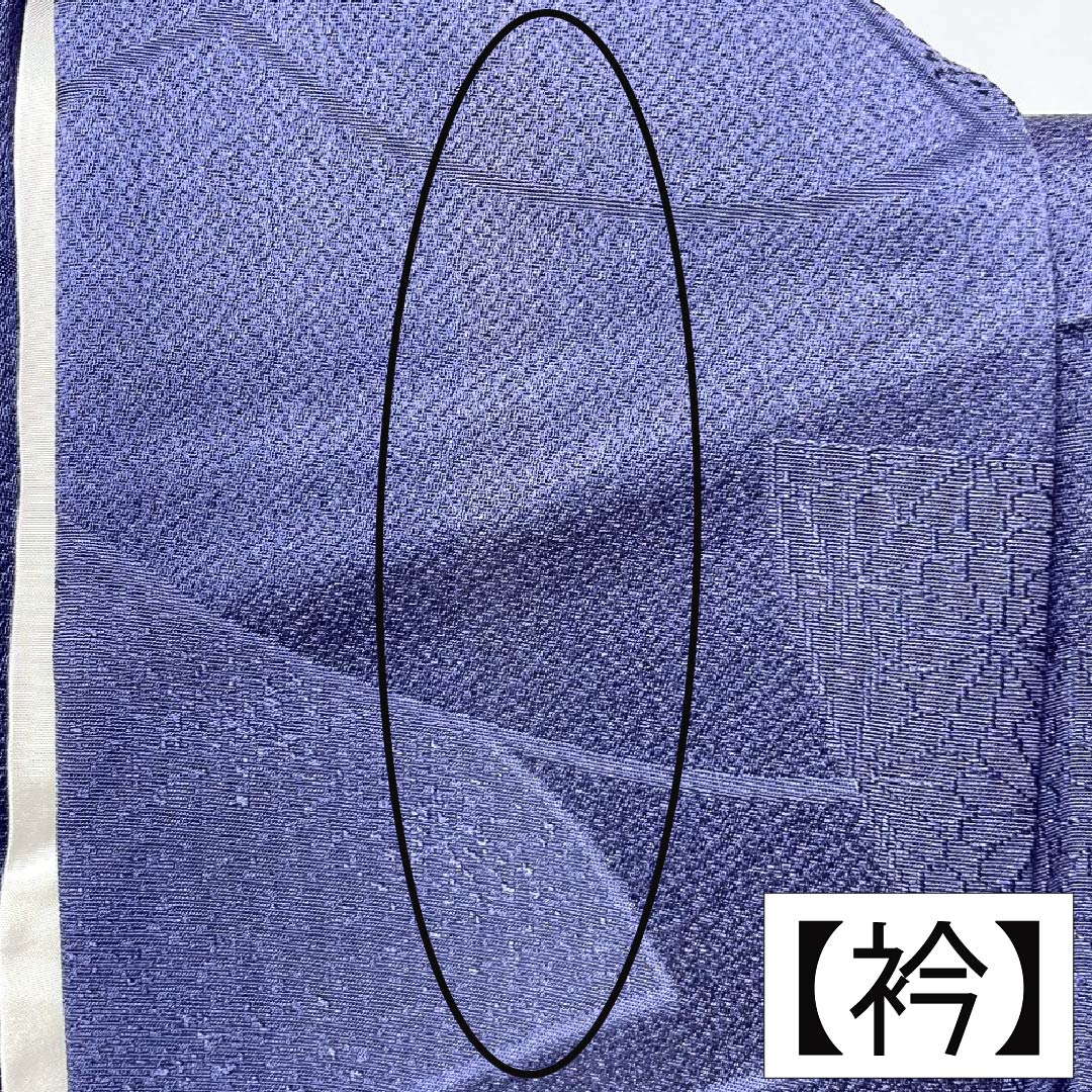 色無地 正絹 Aランク 身丈171cm 裄丈67cm 桔梗納戸色(ききょうなんどいろ) 扇面 一つ紋 九枚笹 袷 紫系 1114002933620