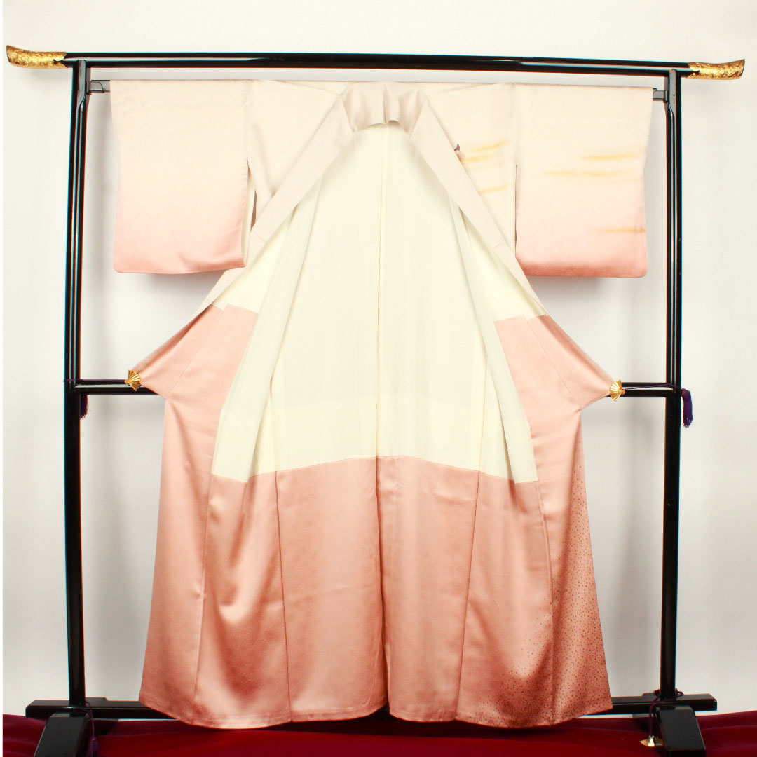 訪問着 袷 身丈160cm 裄丈65cm 桜色 人間国宝 福田喜重 人物模様 正絹 Sランク ピンク系 1112001512413