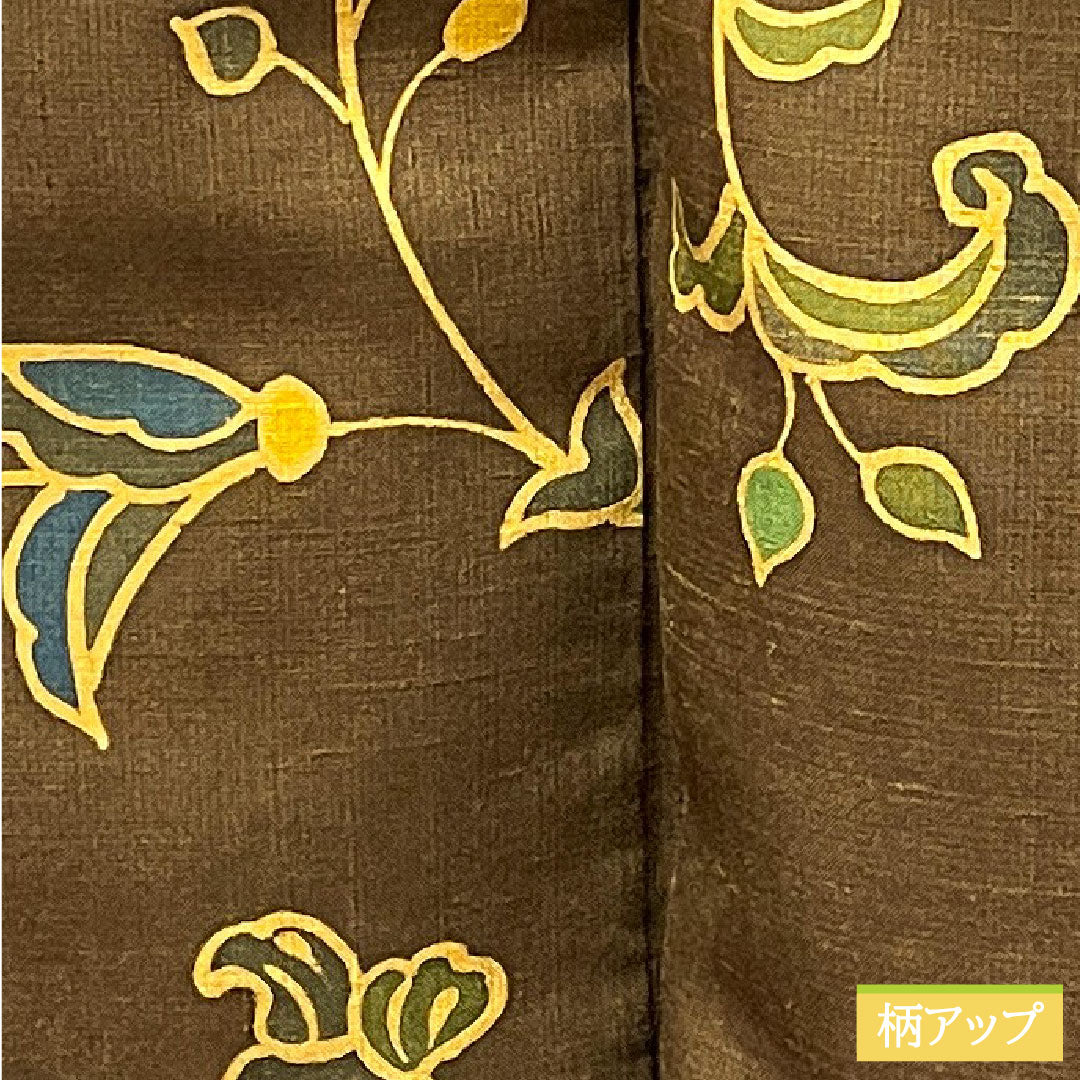 小紋 正絹 身丈162cm 裄丈64.5cm 袷 落栗色 更紗模様 Aランク 茶系 1115003863414