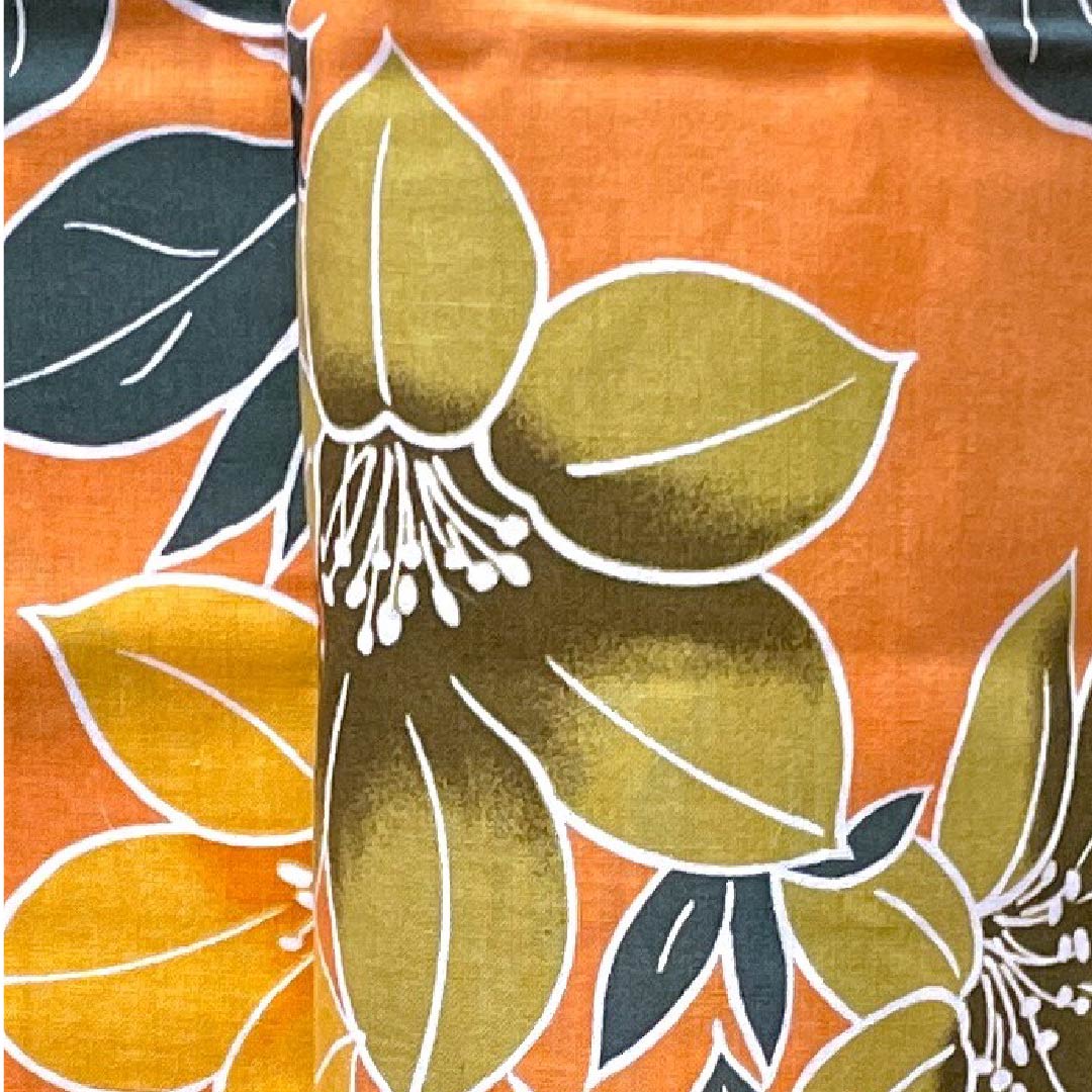 浴衣 黄丹色 ツツジ 木綿 Aランク 単衣 身丈162cm 裄丈66.5cm 朱系 1118004223416