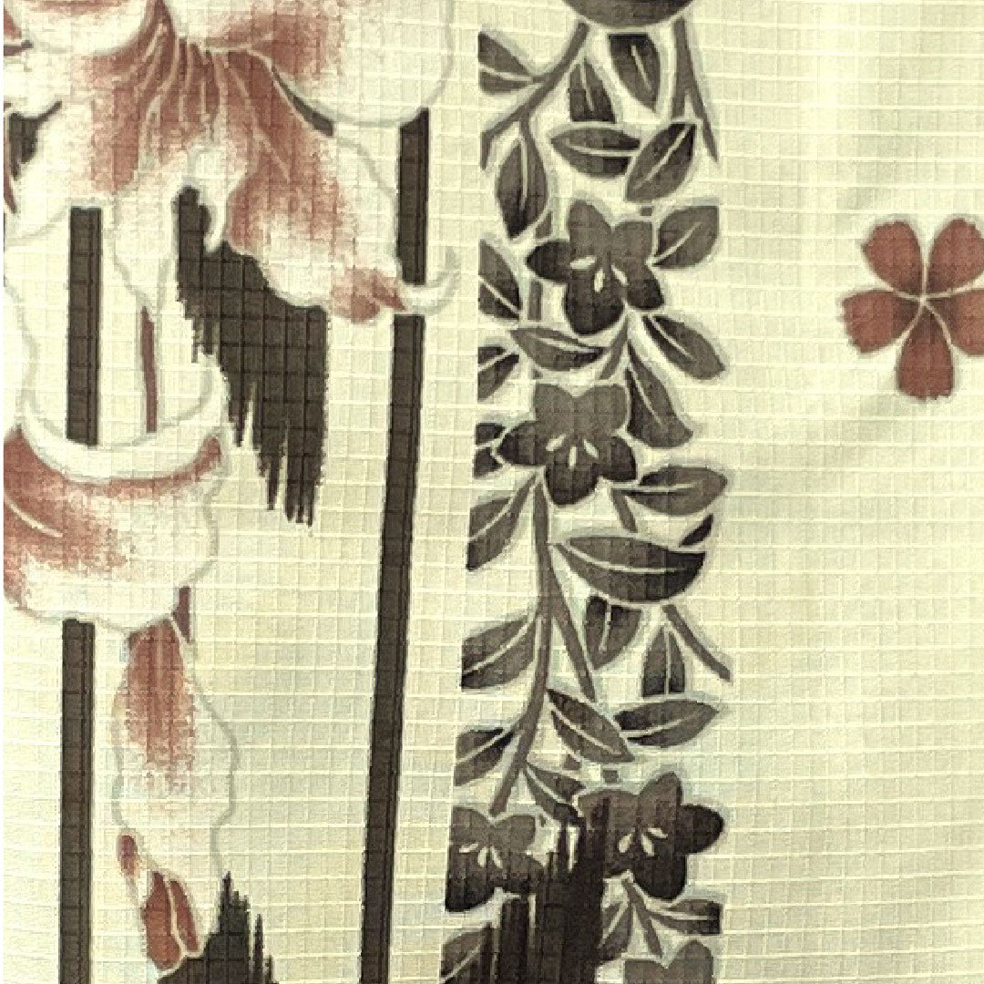 浴衣 桜 菖蒲 紅葉 木綿 Aランク 単衣 身丈161cm 裄丈66.5cm 白系 1118003203411