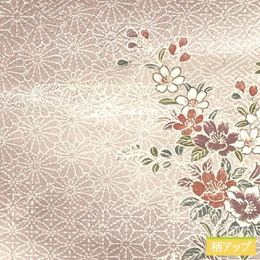 小紋 ポリエステル 身丈157.5cm 裄丈64cm 袷 淡藤色(うすふじいろ) 洗える着物 草花模様 Aランク 紫系 1115004543320