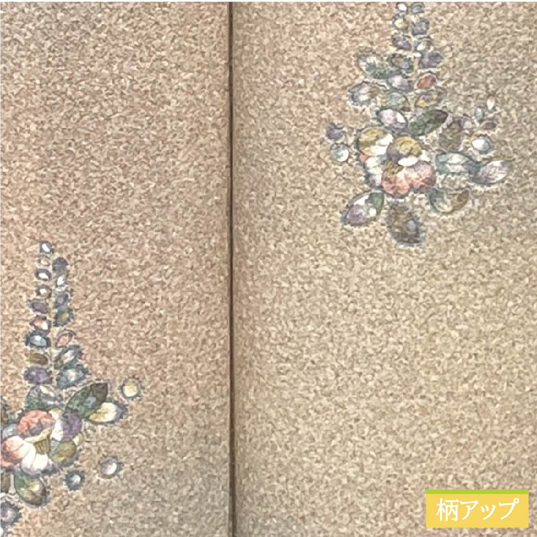 小紋 正絹 Aランク 身丈163.5cm 裄丈65.5cm 袷 胡桃色(くるみいろ) 辻ヶ花 タタキ染 ベージュ系 1115006343425