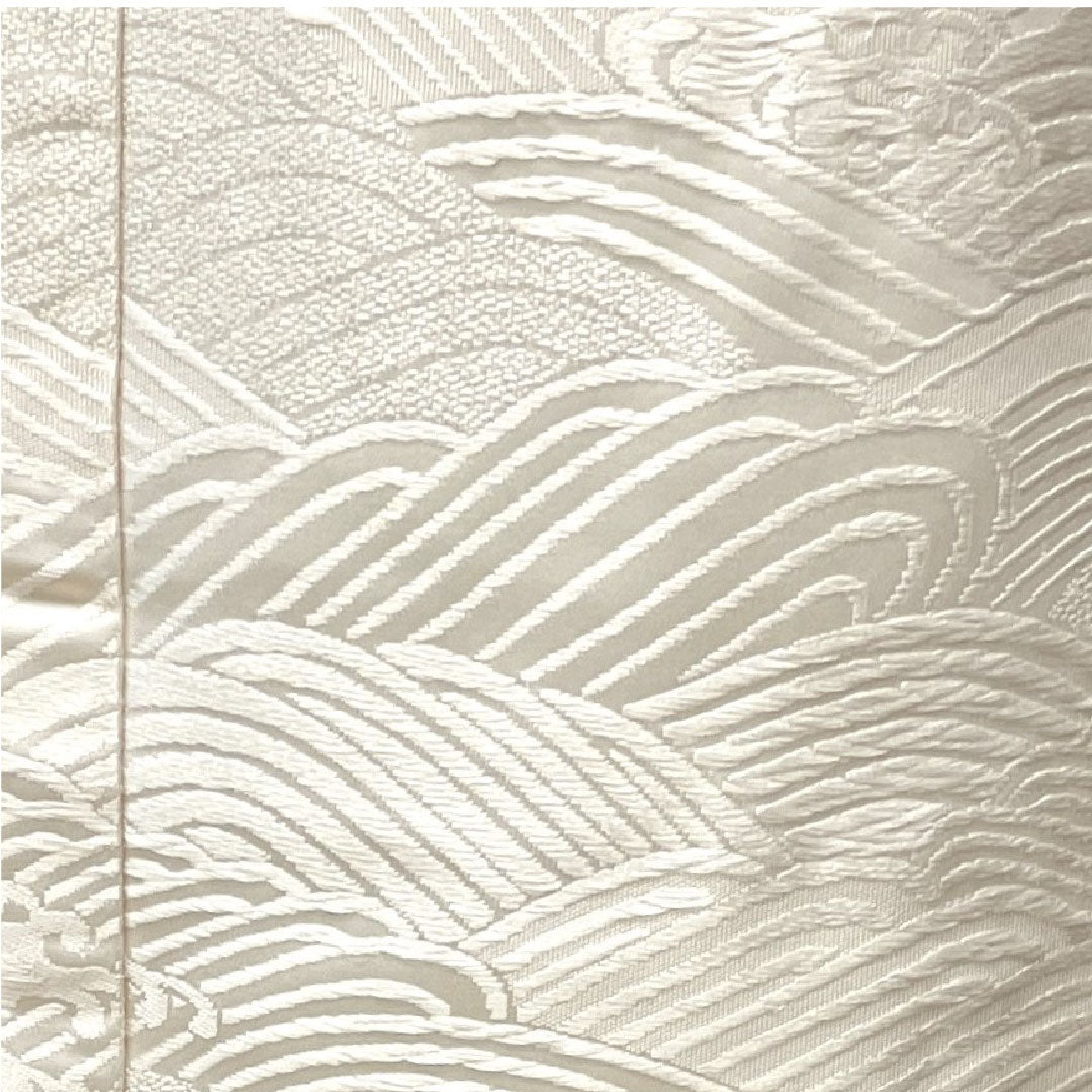 白無垢 身丈190cm 唐織 波 千羽鶴 正絹 Sランク 袷 白系 1110000442911