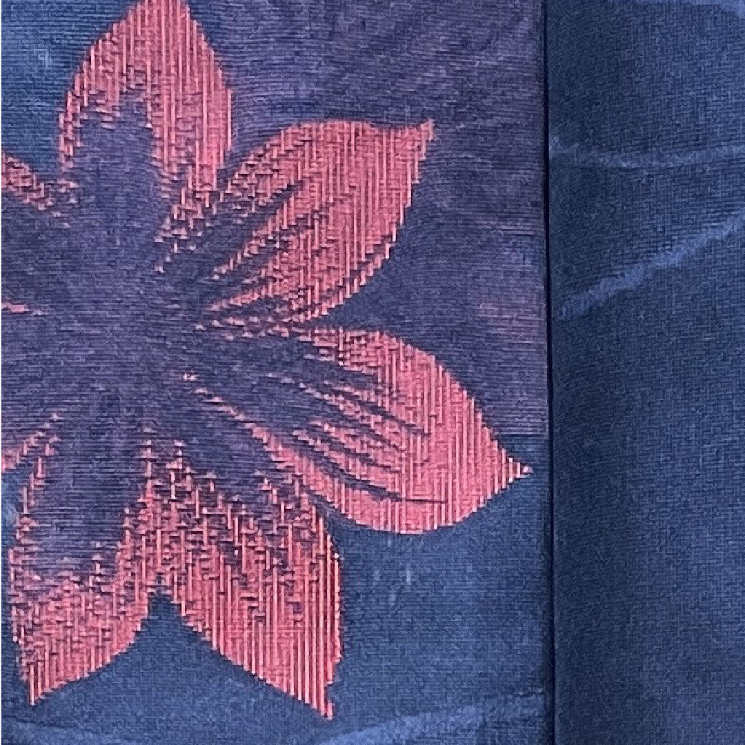 夏物 正絹 小紋 身丈168cm 裄丈63.5cm 紺桔梗色(こんききょういろ) 草花模様 しつけ糸付き 未使用品 紗 Sランク 紺系 1132001282518