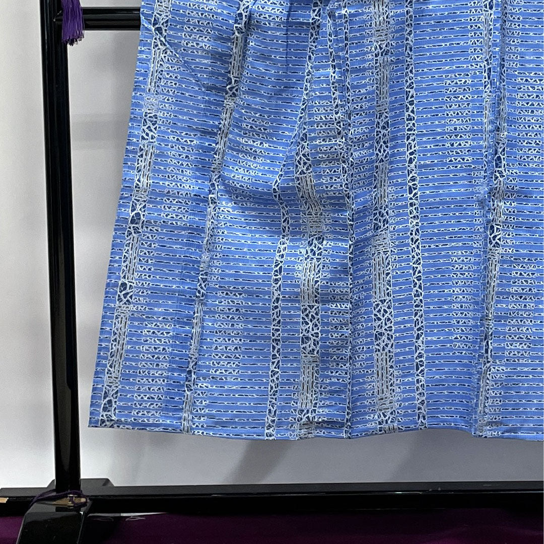 浴衣 露草色 幾何学模様 男物 木綿 Sランク 単衣 身丈147cm 裄丈69cm 青系 1118002322117