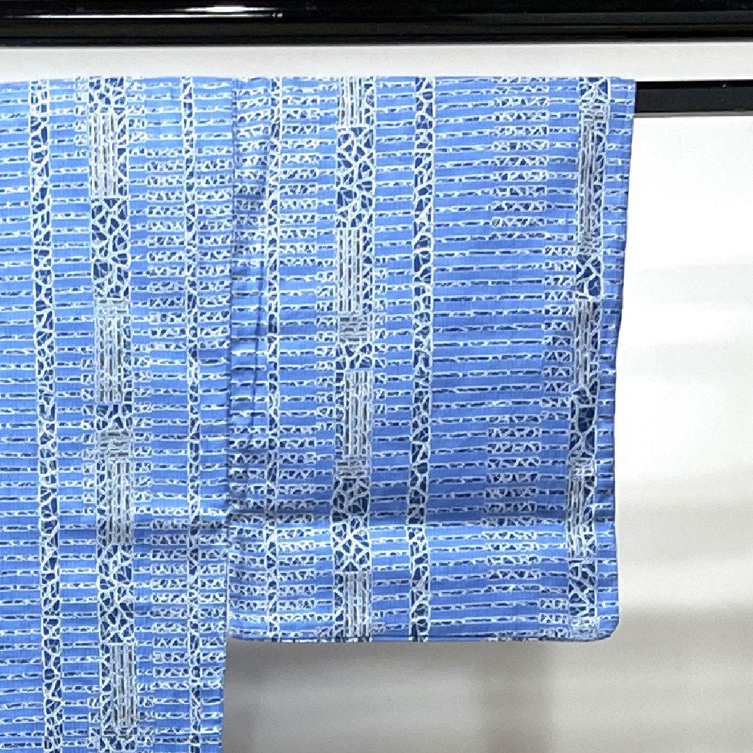 浴衣 露草色 幾何学模様 男物 木綿 Sランク 単衣 身丈147cm 裄丈69cm 青系 1118002322117