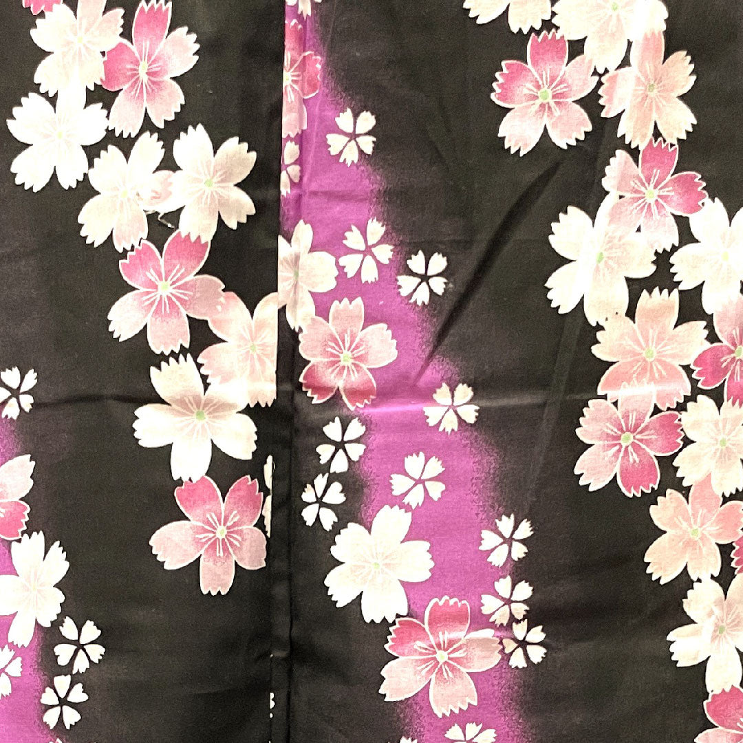 浴衣 桜 木綿 Sランク 単衣 身丈165cm 裄丈65.5cm 黒系 1118002782510