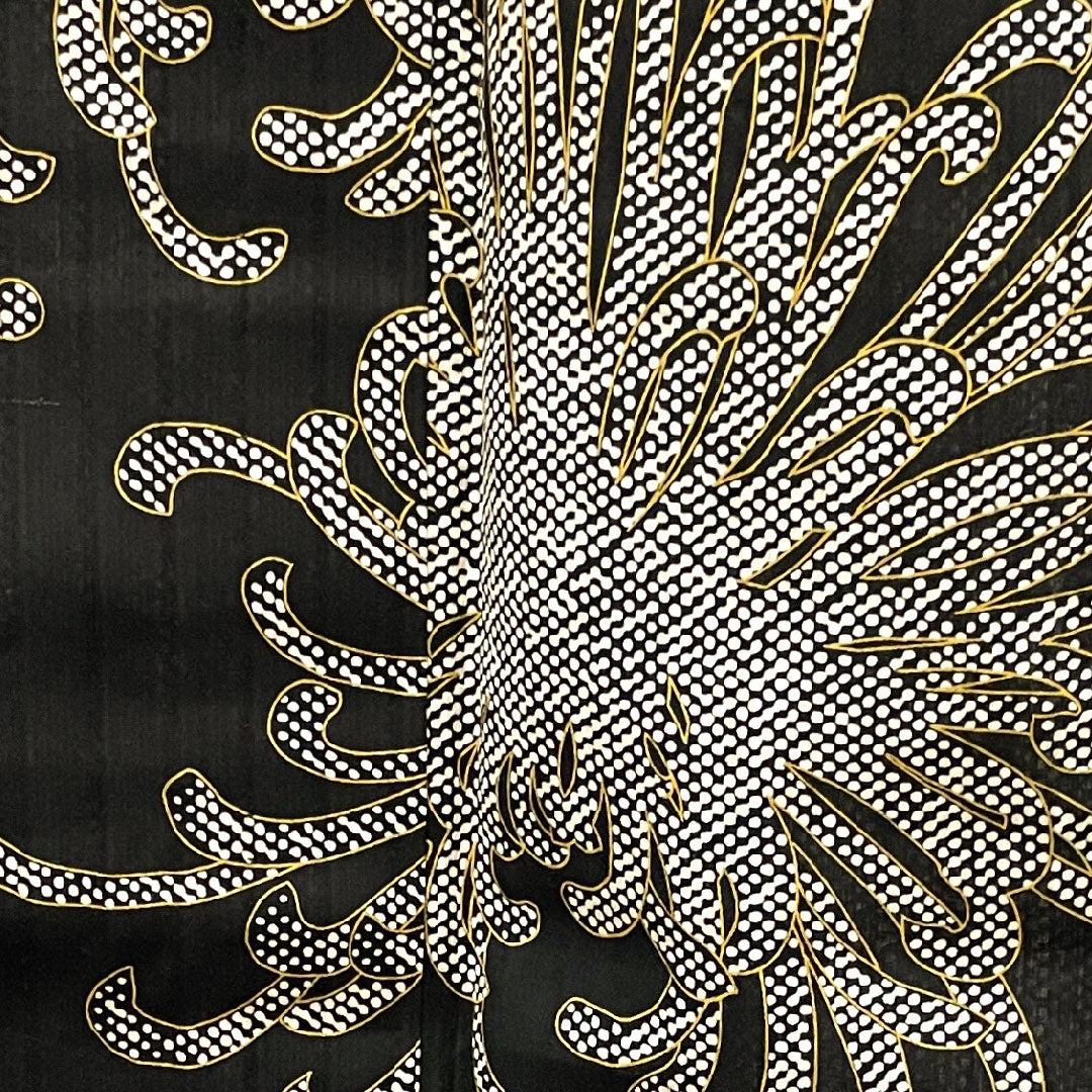 浴衣 こむさでもーど 糸菊 木綿 Sランク 単衣 身丈173.5cm 裄丈68cm 黒系 1118003102610