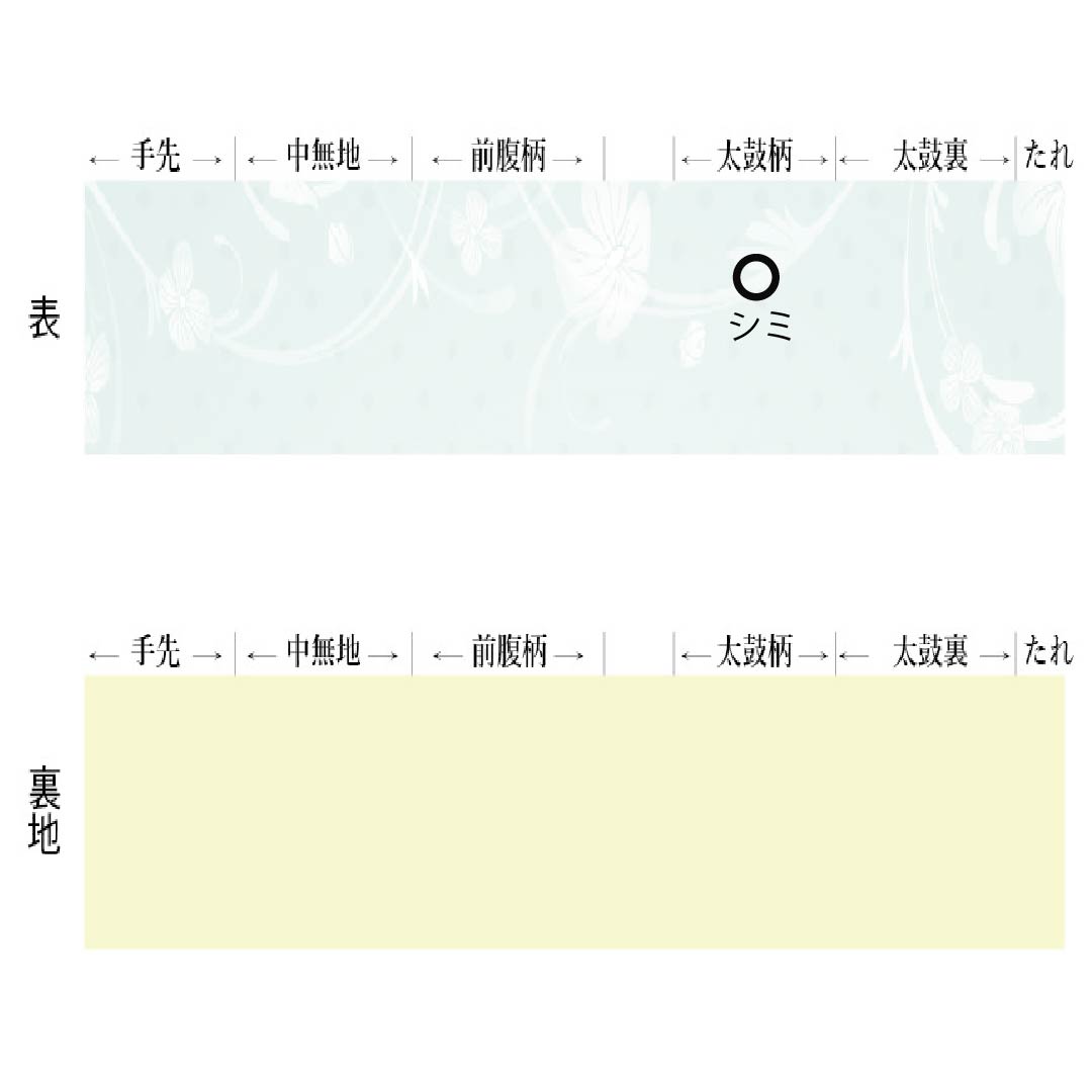 名古屋帯 胡粉色(ごふんいろ) 扇面 唐花 ねじり梅 帯丈348cm 正絹 Aランク 六通 セミフォーマル クリーム系 1124008523315 名古屋仕立て