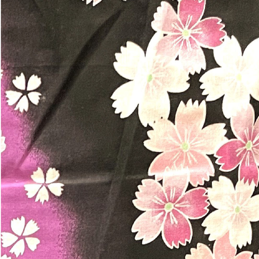 浴衣 桜 木綿 Sランク 単衣 身丈165cm 裄丈65.5cm 黒系 1118002782510