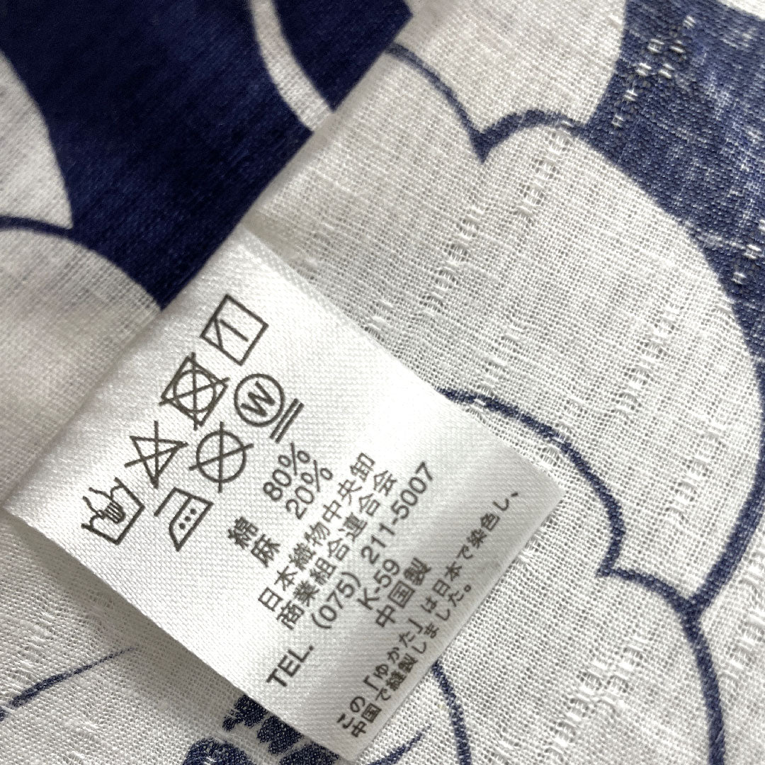 浴衣 濃紺色 椿 木綿 Sランク 単衣 身丈166.5cm 裄丈67cm 紺系 1118002792518