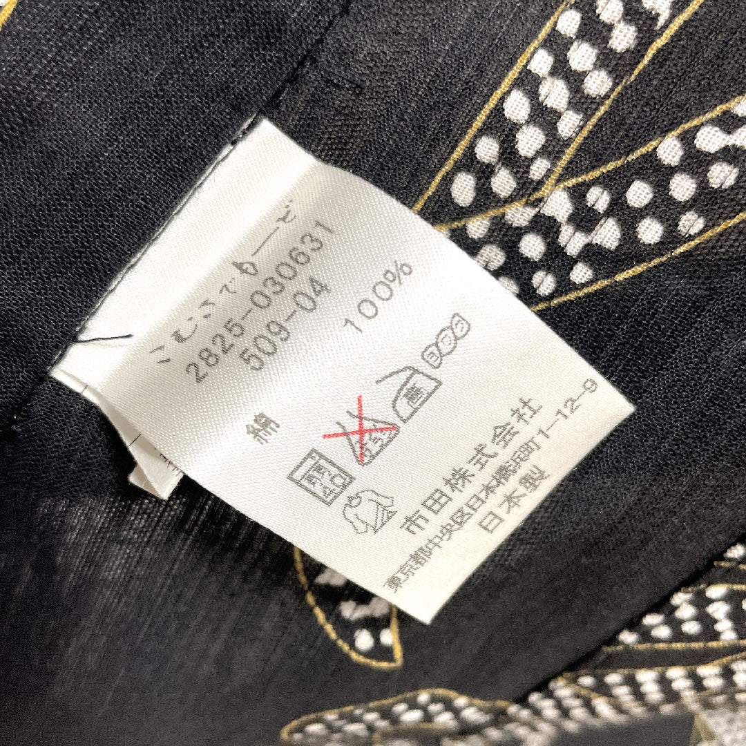 浴衣 こむさでもーど 糸菊 木綿 Sランク 単衣 身丈173.5cm 裄丈68cm 黒系 1118003102610