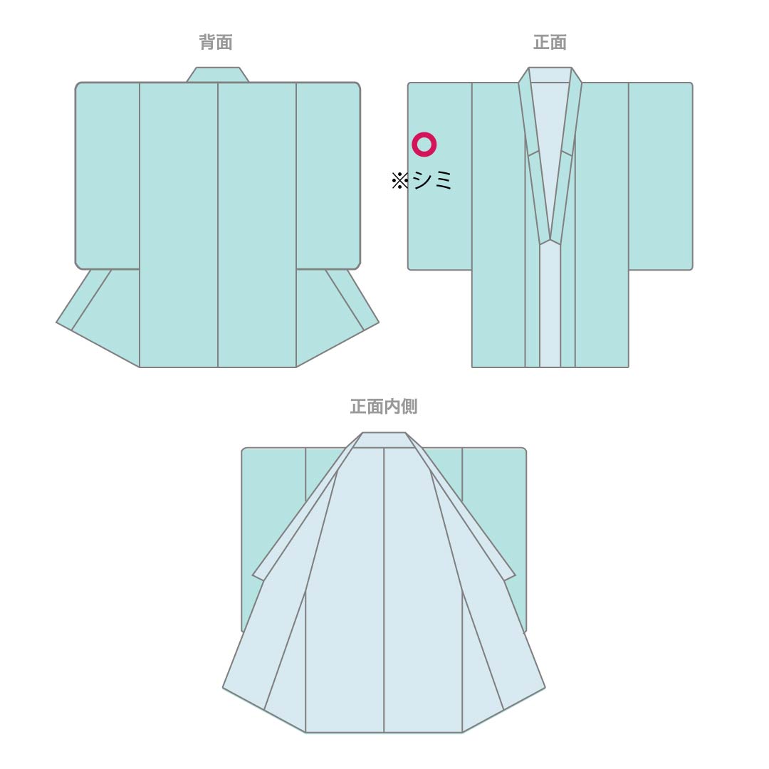 夏物 正絹 色無地 Sランク 身丈145.5cm 裄丈63cm 金碧珠色(きんぺきしゅいろ) 素無地 一つ紋 丸に蔦 絽 青系 1132004902117