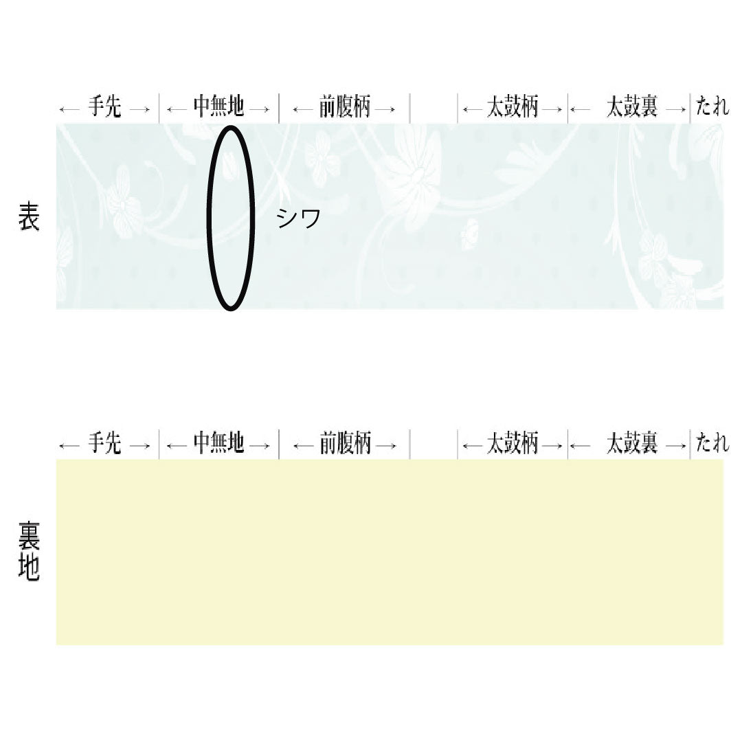 Fukuro Obi (sash), pure silk, S-rank, Nishijin-ori, Shikishi-ori, length 434cm, six-fold, semi-formal, green, 1123017052319