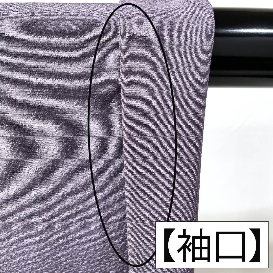 色無地 正絹 Aランク 身丈160.5cm 裄丈67cm 似藤色(にせふじいろ) ちりめん地 素無地 一つ紋 袷 紫系 1114003123420
