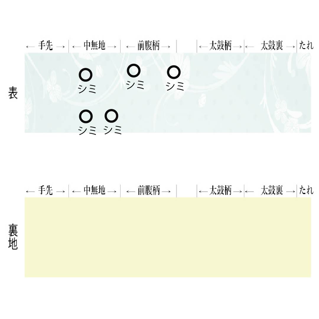 名古屋帯 生成り色(きなりいろ) 染め帯 作家物 あじさい 帯丈345cm 正絹 Aランク ポイント柄 カジュアル クリーム系 1124007003315 名古屋仕立て