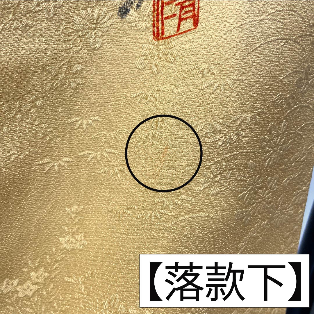 色無地 正絹 Aランク 身丈155.5cm 裄丈65.5cm 黄唐紙色(きからかみいろ) 紋意匠 草花模様 一つ紋 袷 黄系 1114003003323