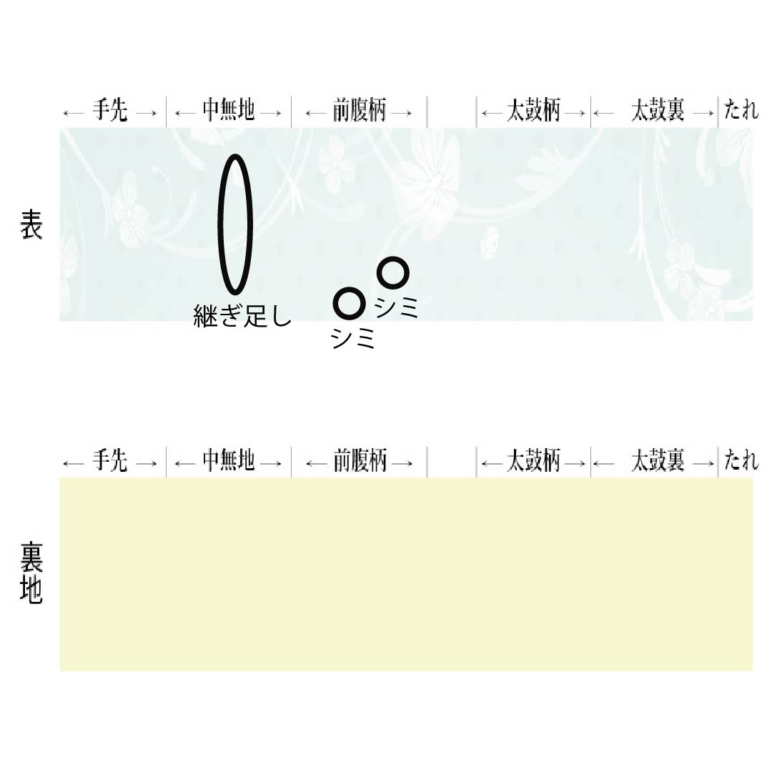 名古屋帯 正絹 Aランク 柳茶色(やなぎちゃいろ) ちりめん地 辻ヶ花 染め帯 帯丈347cm ポイント柄 カジュアル 緑系 1124009183319 名古屋仕立て