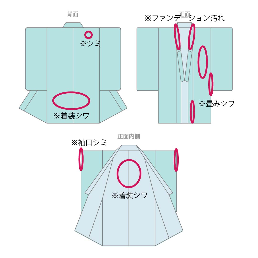 色無地 正絹 Aランク 身丈161.5cm 裄丈64cm 龍泉青瓷釉色(ロンチュエンチンツーユースーいろ) 一つ紋 細中陰五三桐 ちりめん 袷 緑系 1114002513419