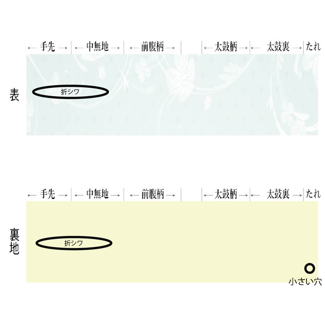 半幅帯 ポリエステル Sランク 淡紫色(たんししょく) 蒼白色(そうはくしょく) リバーシブル 葉っぱ模様 ぶどう唐草 帯丈440cm 紫系 1125005092420