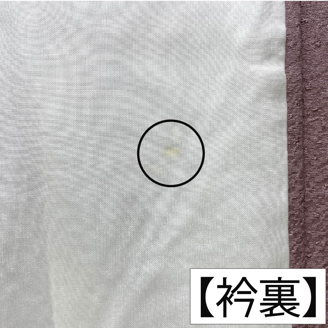 色無地 正絹 Sランク 身丈161cm 裄丈63.5cm 御所染色(ごしょぞめいろ) 一つ紋 丸に二つ引き 霞 袷 紫系 1114002712420