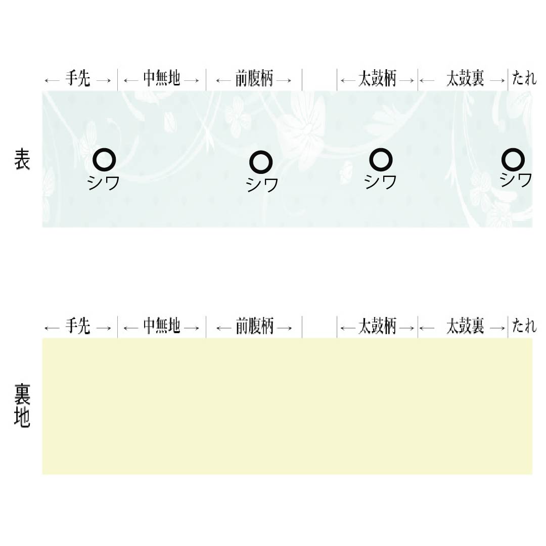 半幅帯 ポリエステル 濃卵色(こいたまごいろ) 幾何学模様 帯丈350cm 黄系 Aランク 1125001703323