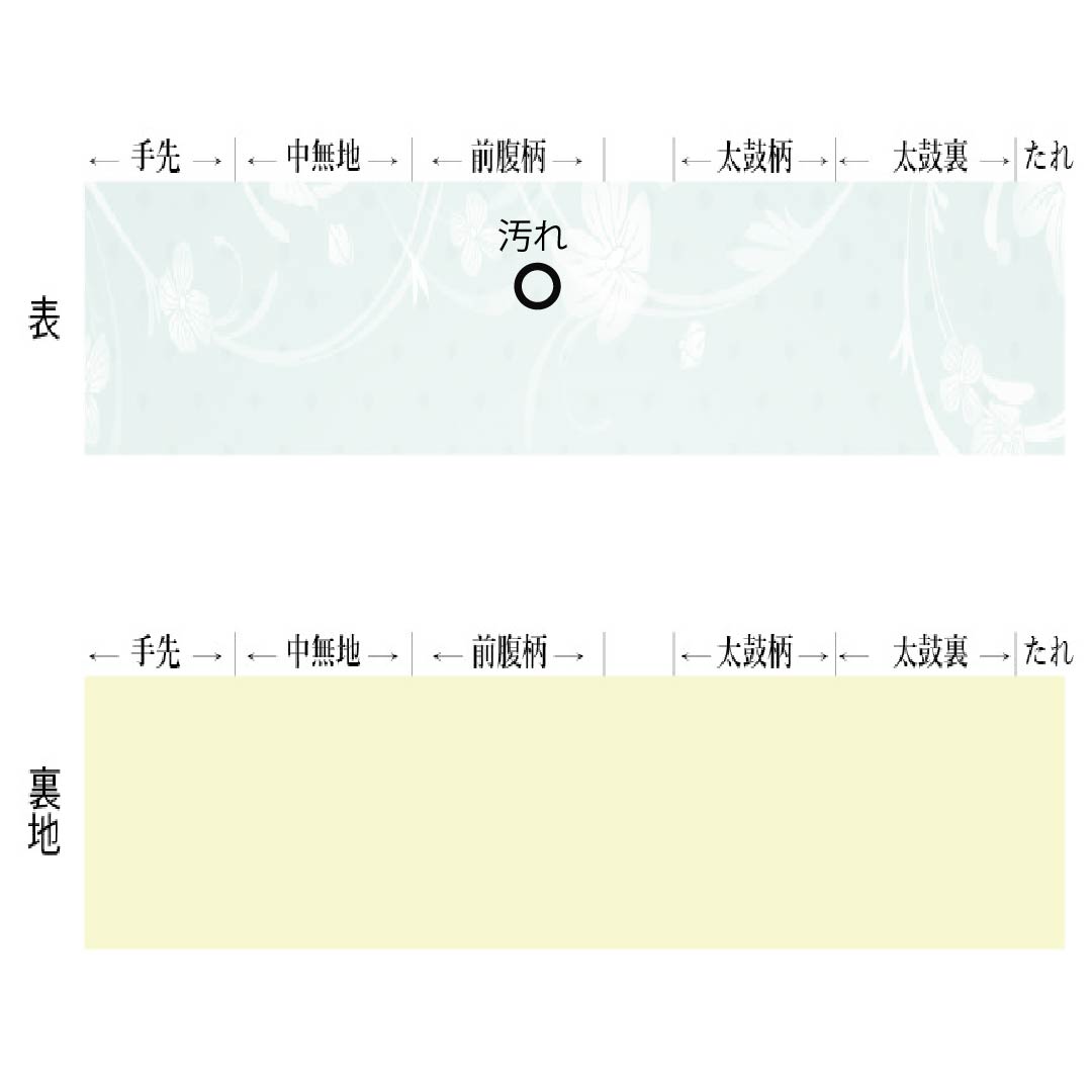半幅帯 ポリエステル 帯丈396cm 卯の花色(うのはないろ) 七宝つなぎ 古典柄 矢羽根 薄梅鼠色(うすうめねずいろ) リバーシブル グレー系 Sランク 1125001512322