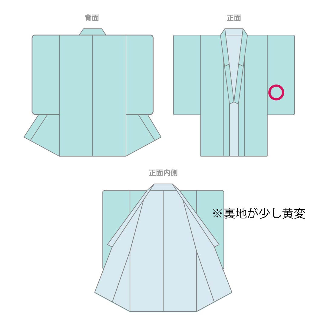 Komon, pure silk, length 157cm, sleeve length 62cm, lined, Iwai brown, stencil dyeing, Edo komon, hemp leaf pattern, with basting thread, A rank, green, 1115005323319