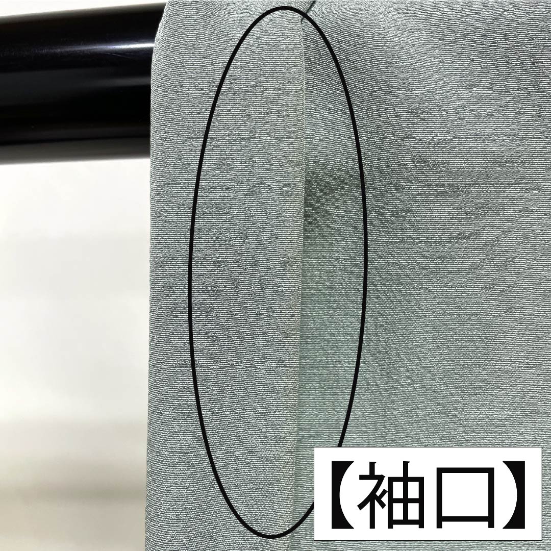 色無地 正絹 Aランク 身丈160cm 裄丈64cm 沈香茶色(とのちゃいろ) ちりめん地 素無地 一つ紋 袷 水色系 1114003183424
