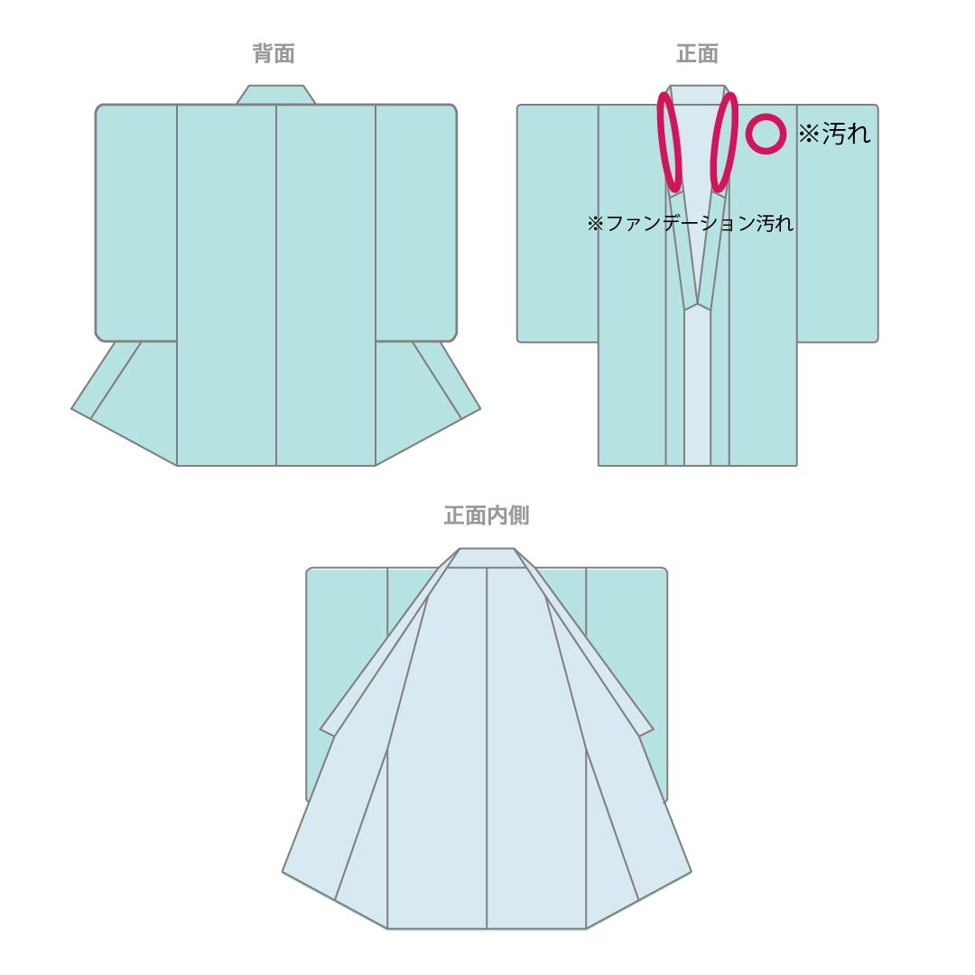 夏物 ポリエステル 色無地 Aランク 身丈160cm 裄丈63.5cm 青墨色(あおずみいろ) 草花模様 縮風 紗 緑系 1132004623419
