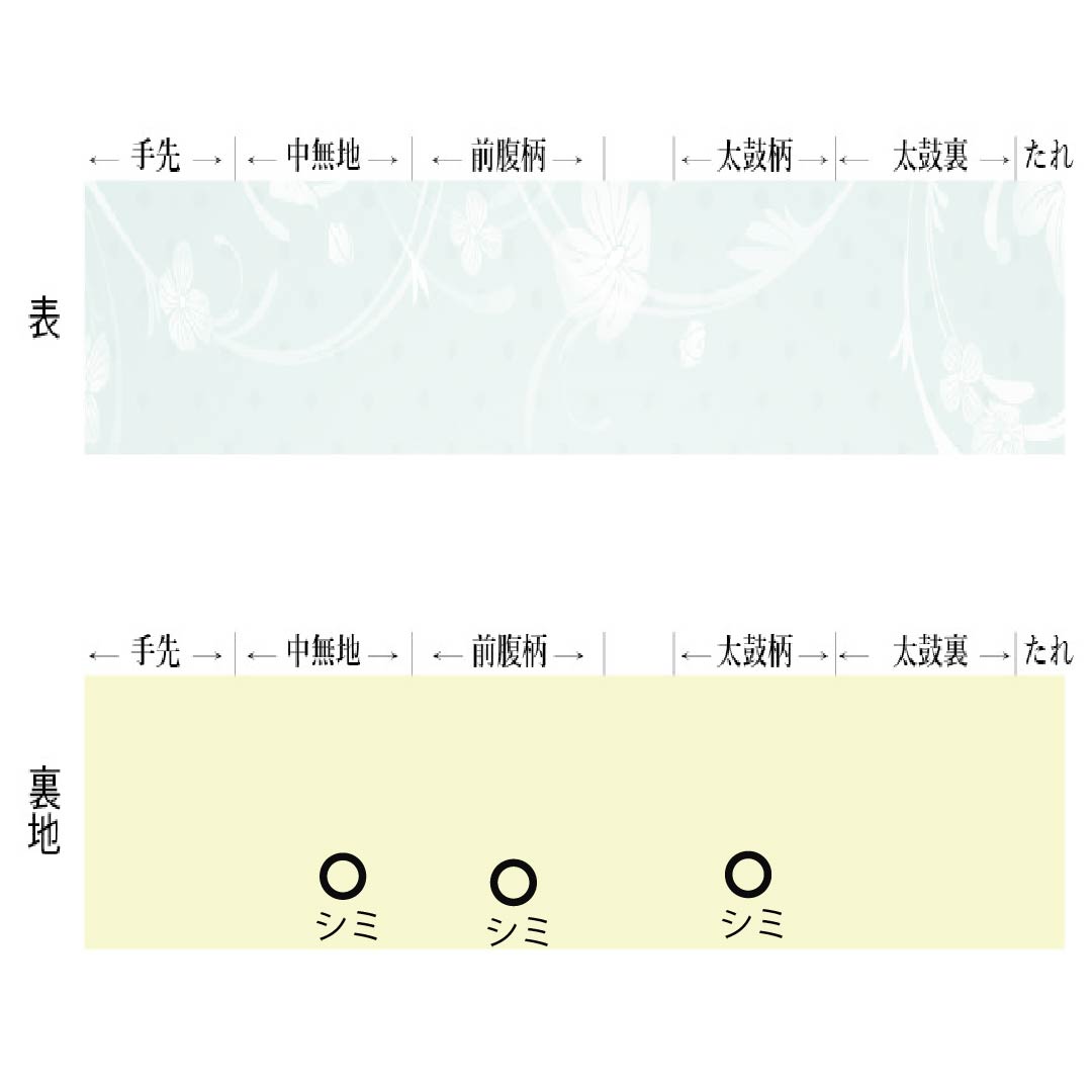 名古屋帯 胡粉色(ごふんいろ) 作家物 染め帯 傘 帯丈392cm 正絹 Bランク ポイント柄 セミフォーマル クリーム系 1124008344415 開き仕立て