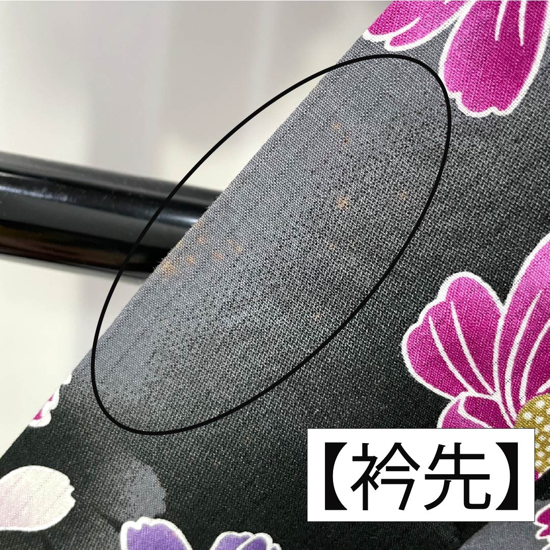 浴衣 木綿 身丈165cm 裄丈67cm Aランク 単衣 黒系 秋桜 1118006183510
