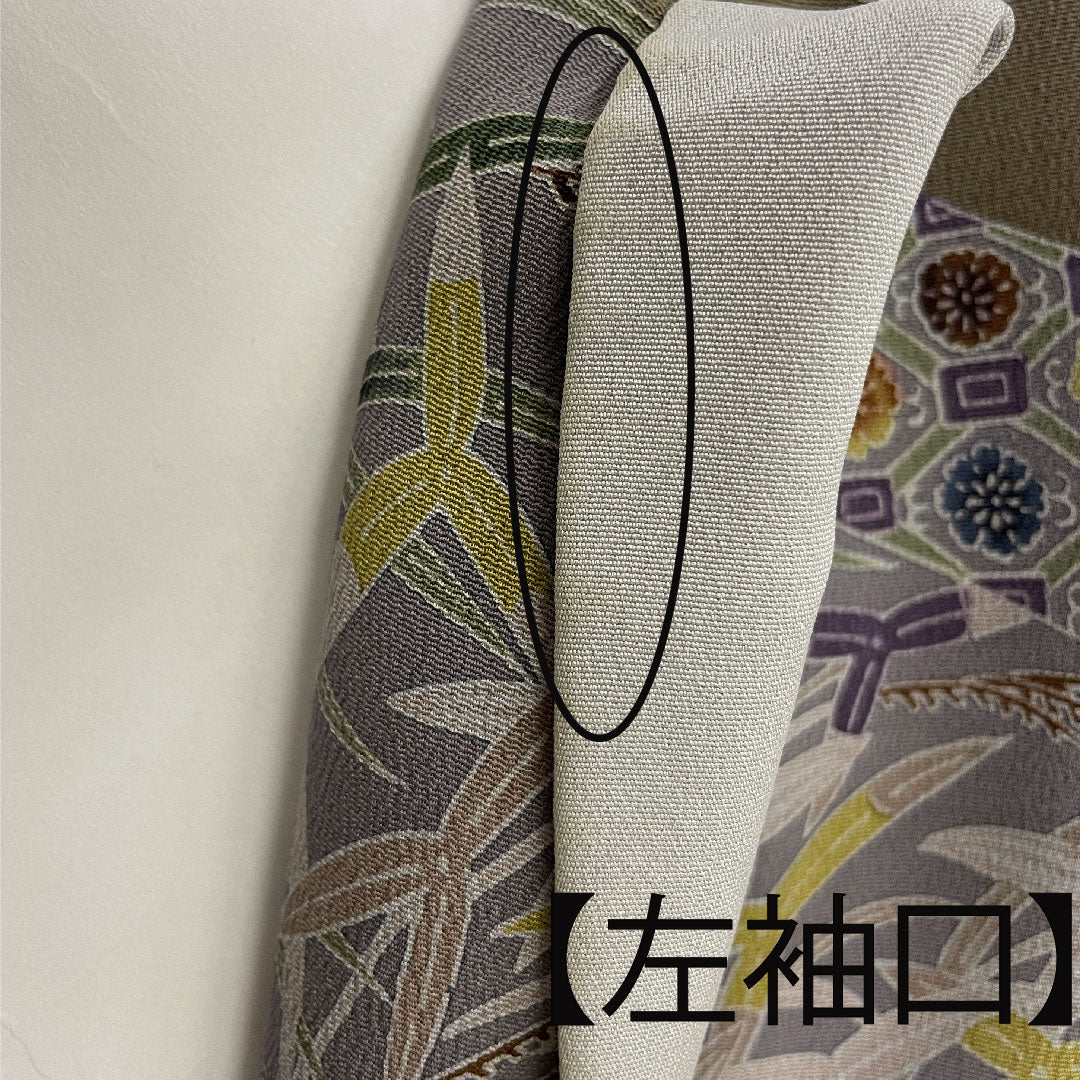 訪問着 袷 身丈165.5cm 裄丈66cm 京紅型 源氏香 草花模様 正絹 Aランク グレー系 1112001453522