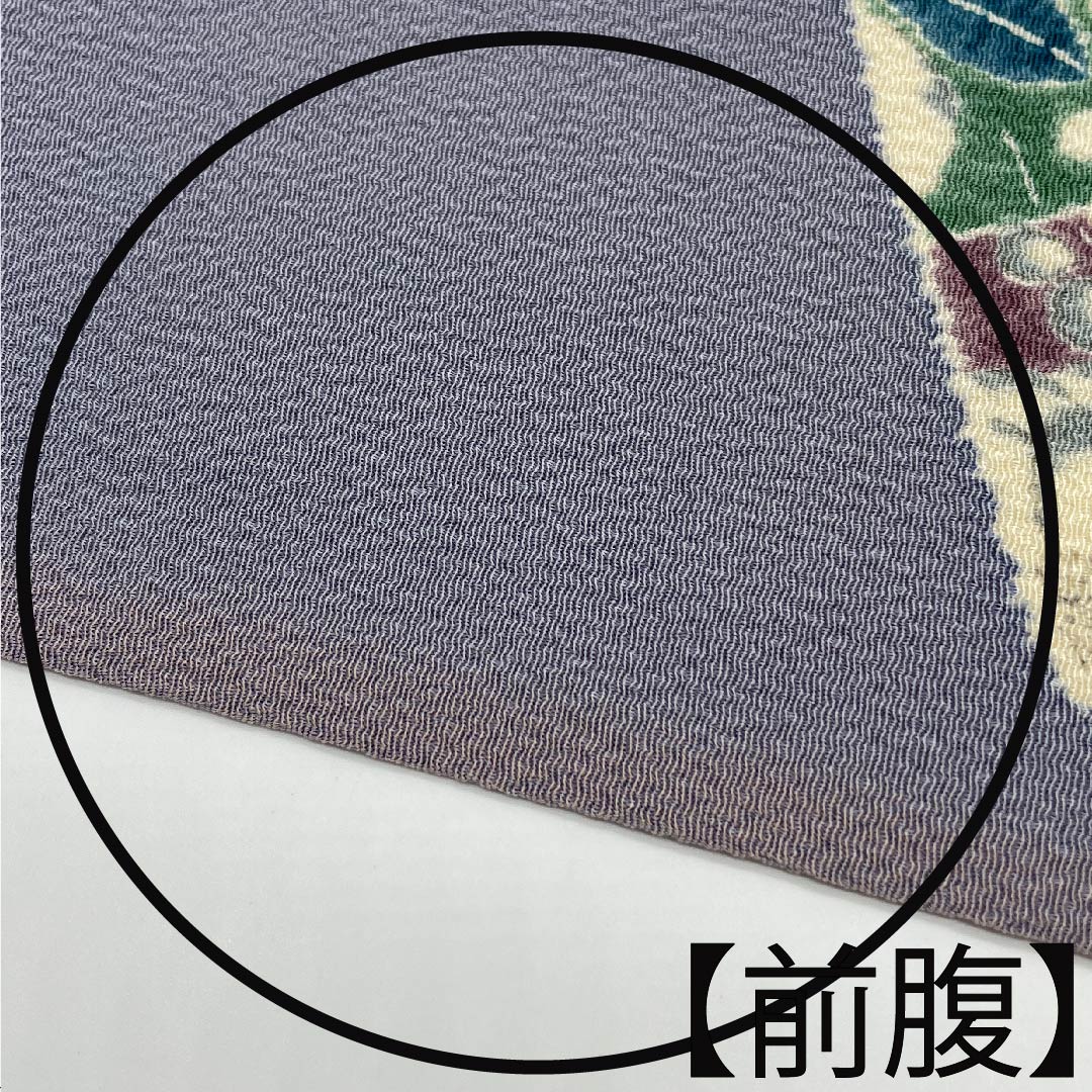 Nagoya obi, purple-gray, crepe fabric, Tsujigahana pattern, obi length 381cm, pure silk, B rank, point pattern, casual, purple, 1124004774320, Nagoya style