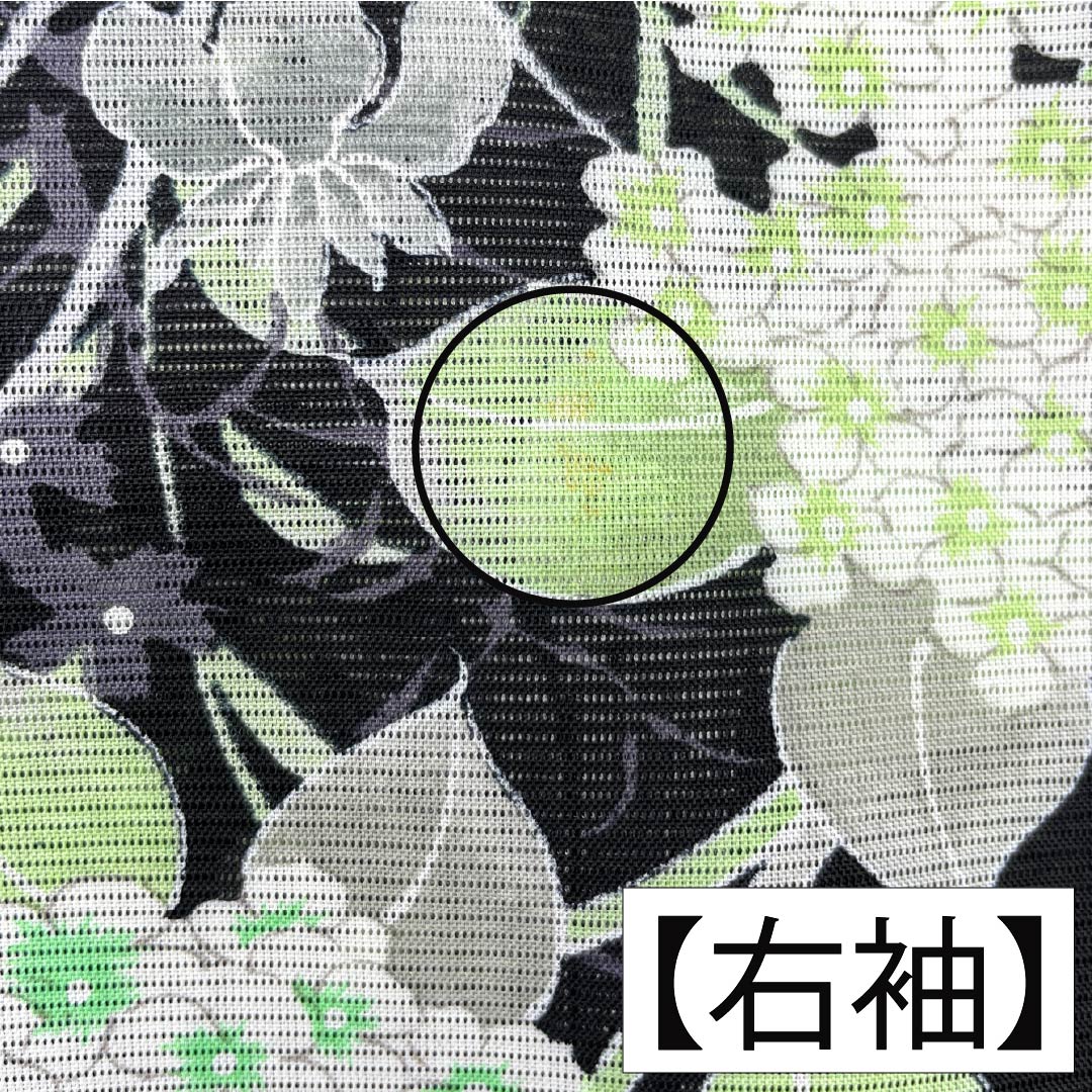 夏物 ポリエステル 小紋 身丈167cm 裄丈63.5cm 紫陽花 菖蒲 洗える着物 絽 Aランク 黒系 1132002283510