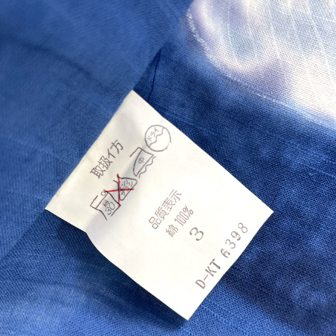 浴衣 木綿 身丈167cm 裄丈66cm Sランク 単衣 青系 縹色(はなだいろ) 葉っぱ模様 1118005202517