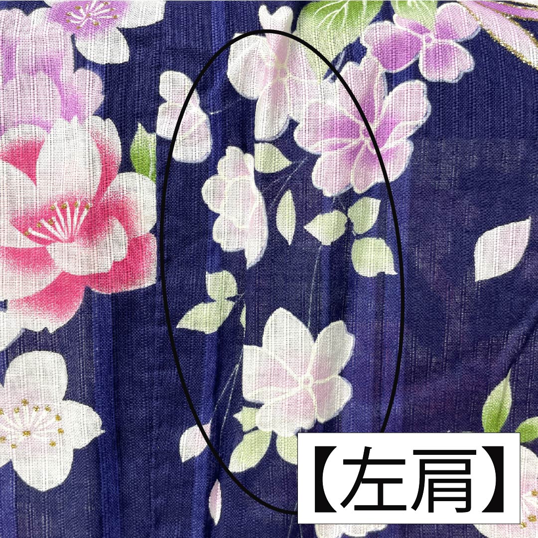 浴衣 木綿 身丈166.5cm 裄丈60cm Sランク 単衣 紺系 緋紺色(ひこんいろ) ダリア ラメ 1118006192518