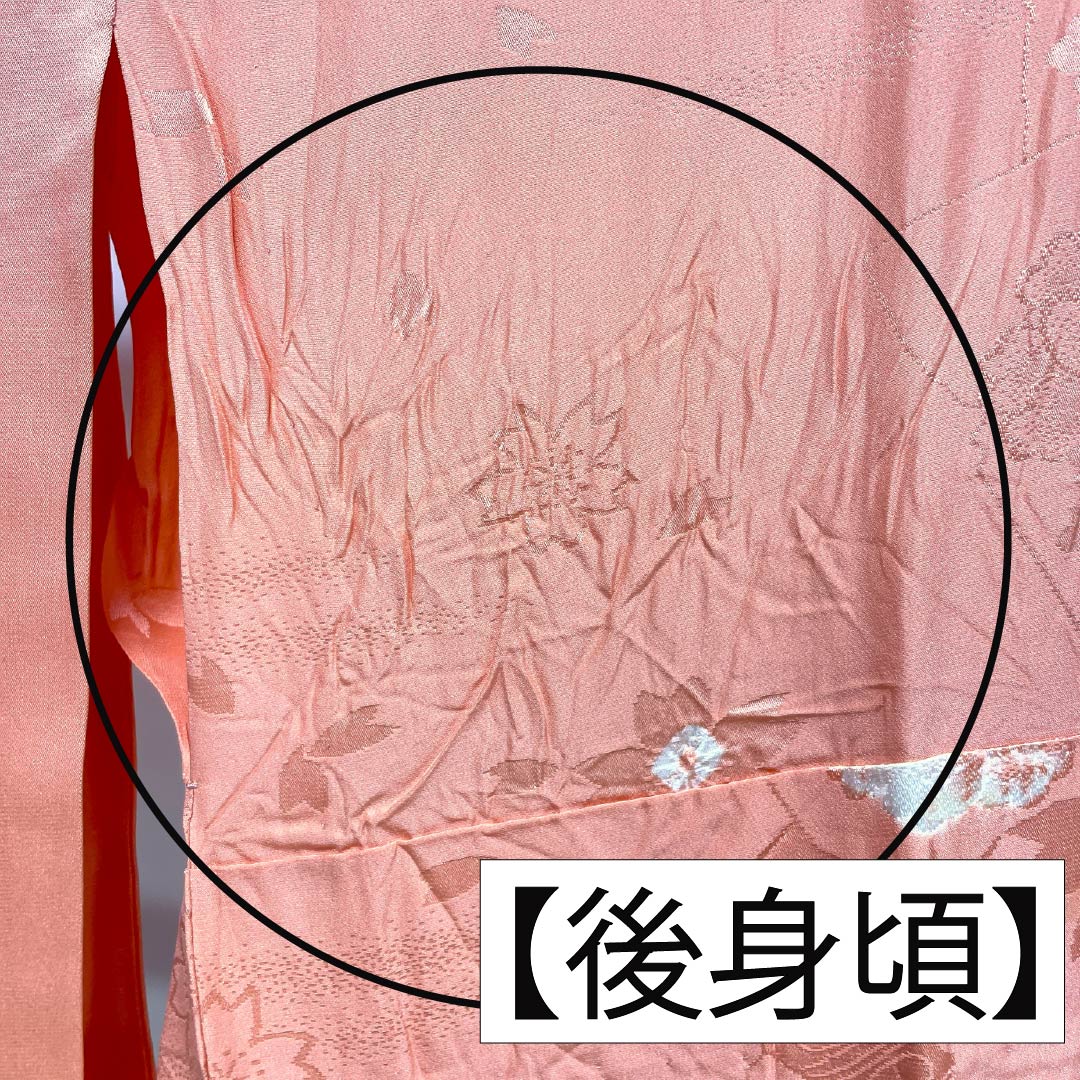 長襦袢 正絹 Sランク 身丈137cm 裄丈66cm 単衣 珊瑚色(さんごいろ) 吉祥文様 部分絞り 刺繍衿付き ピンク系 1129000822513