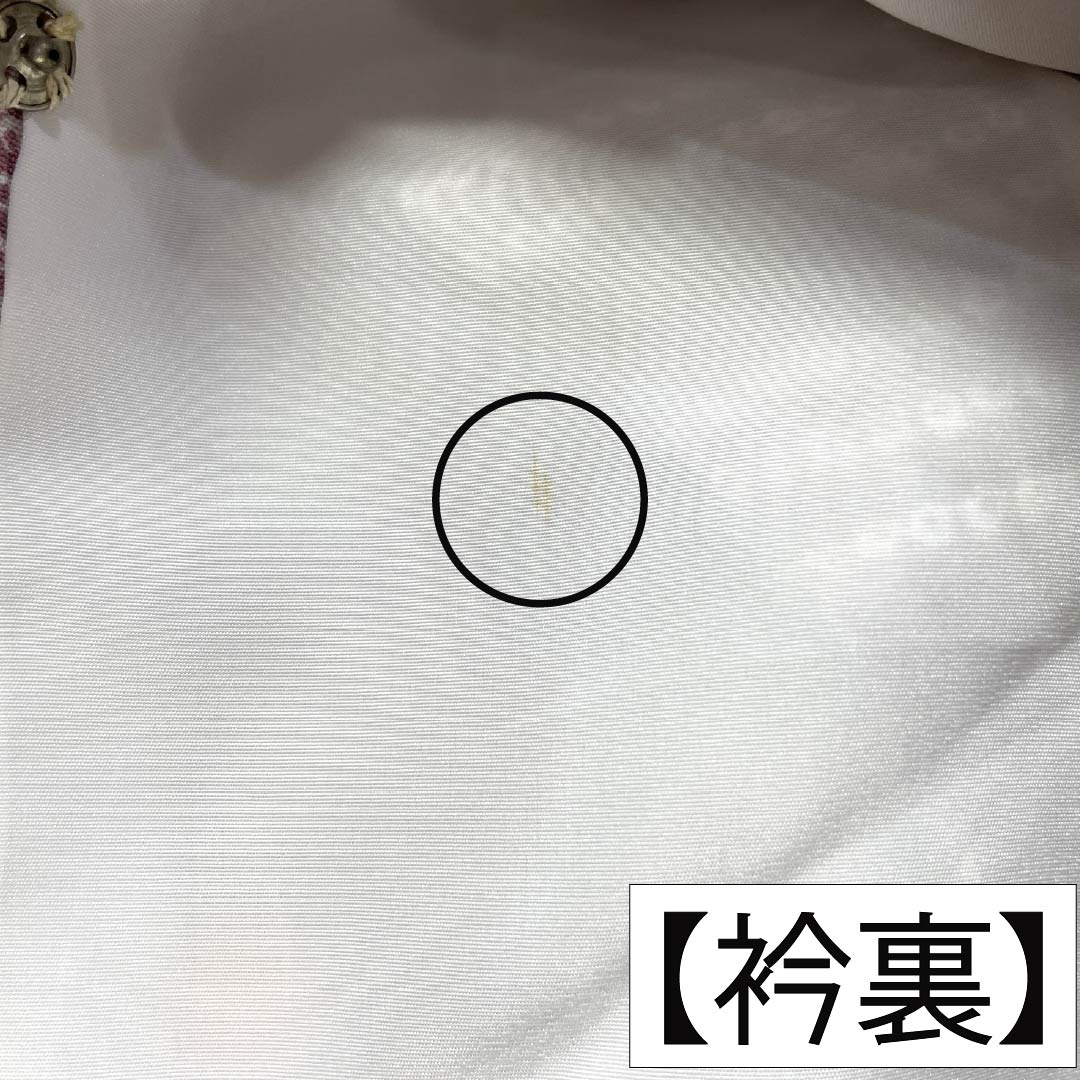 小紋 ポリエステル Aランク 身丈159.5cm 裄丈65cm 単衣 積紅色(せきこういろ) 洗える着物 染め疋田 抽象模様 紫系 1115008113320