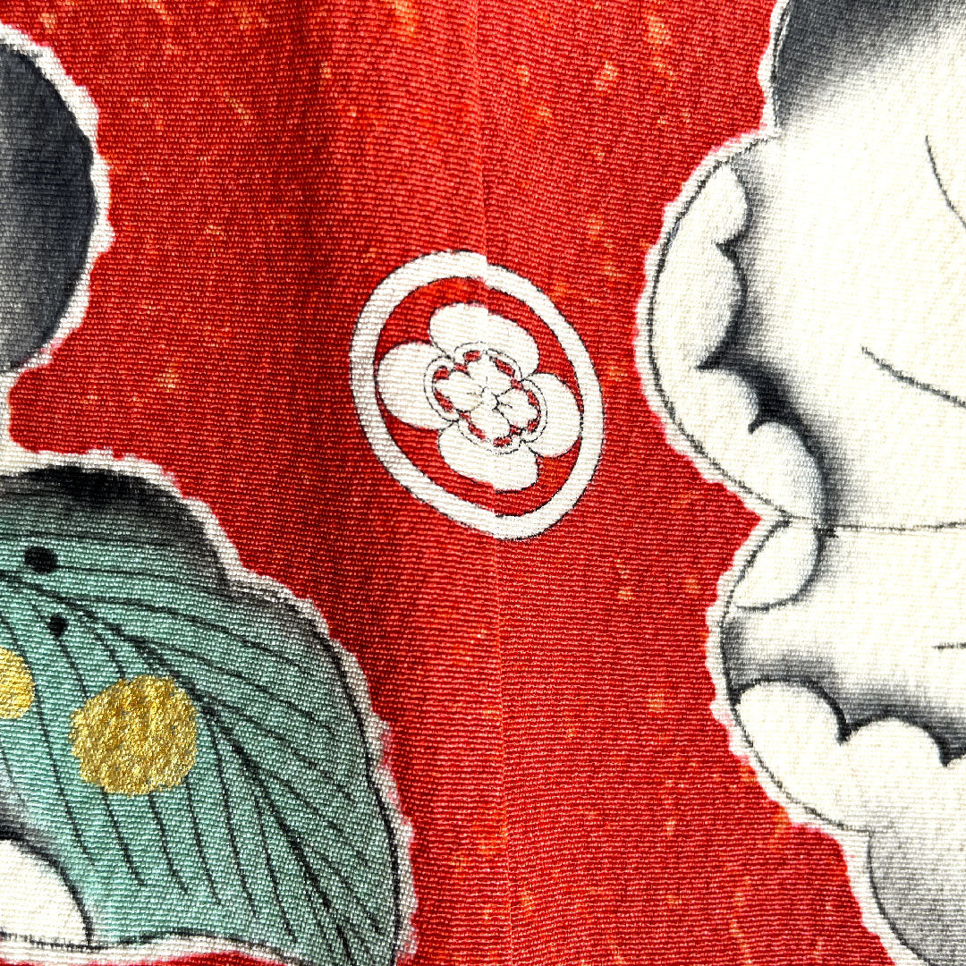 Long-sleeved kimono, length 175.5cm, sleeve length 68cm, lined, Kyoto Yuzen, Tsujigahana, dyed separately, circle with quince, pure silk, A rank, gradation style, 1113001583899