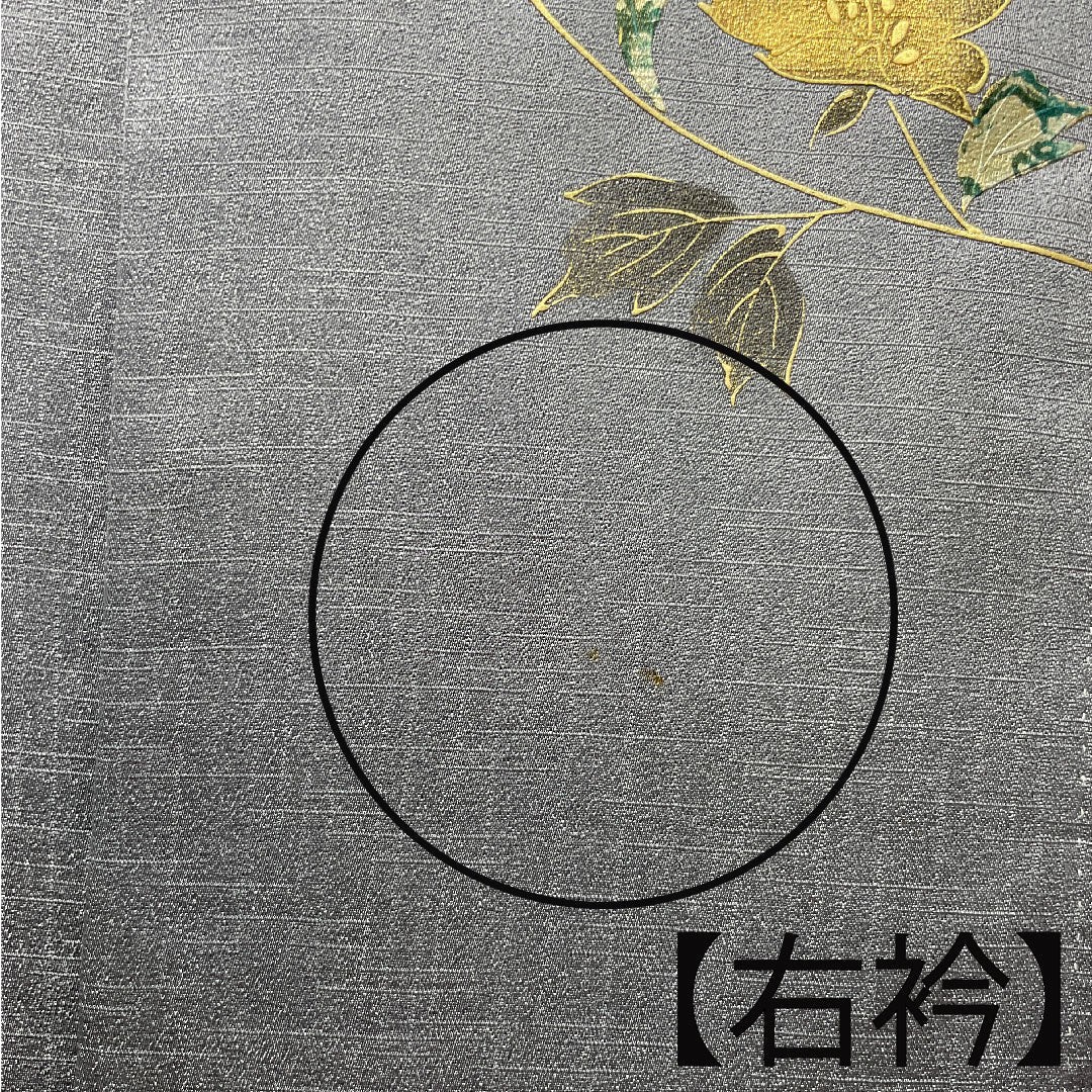 訪問着 袷 身丈163.5cm 裄丈67cm 鉛色 金彩加工 草花模様 正絹 Aランク グレー系 1112002603422