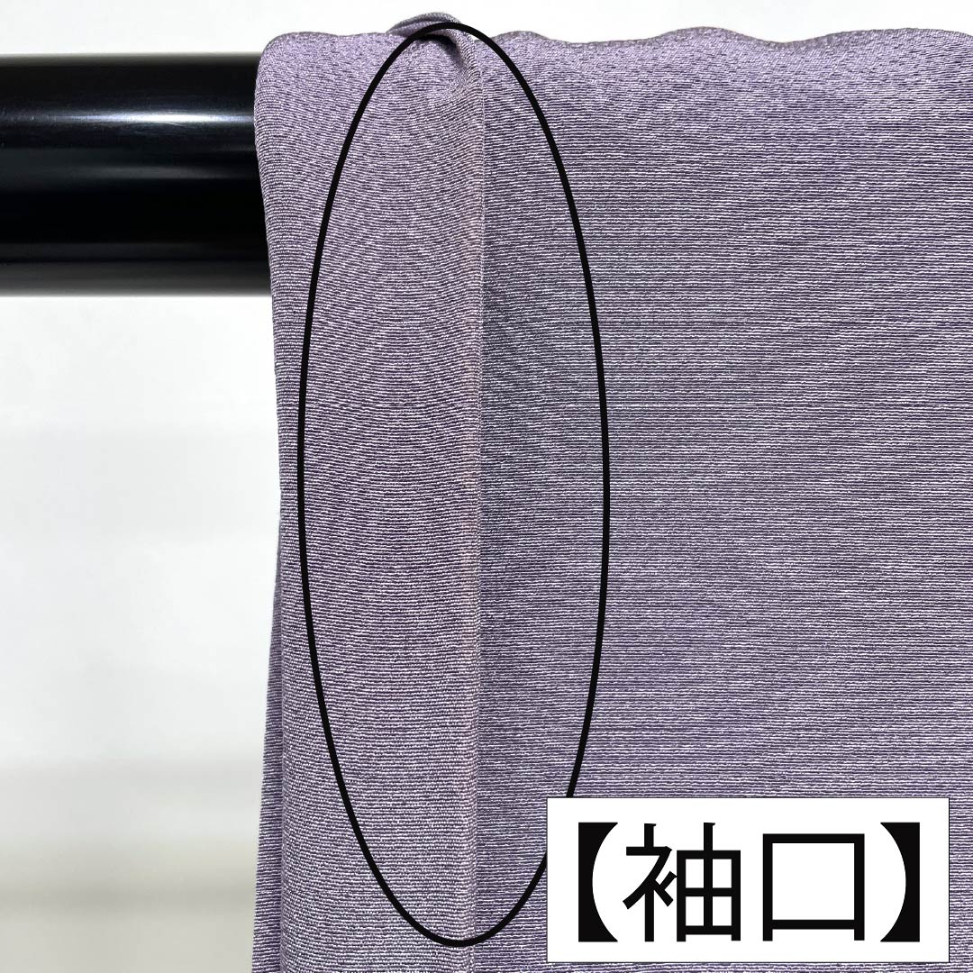色無地 正絹 Aランク 身丈160.5cm 裄丈67cm 似藤色(にせふじいろ) ちりめん地 素無地 一つ紋 袷 紫系 1114003123420