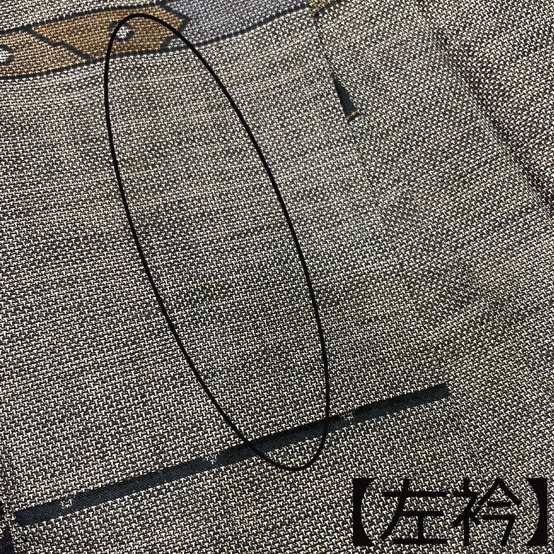 Silk pongee, Length 167.5cm, Sleeve length 66cm, Oshima pongee, 9 marks, Abstract pattern, A rank, Lined, Brown, 1116003373514