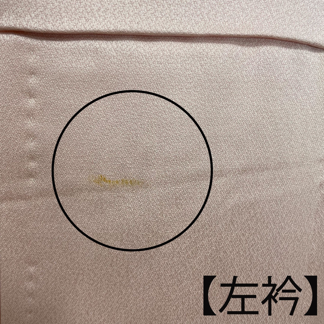 訪問着 袷 身丈150cm 裄丈61cm 練色 京友禅 橘 正絹 Bランク ピンク系 1112001634113