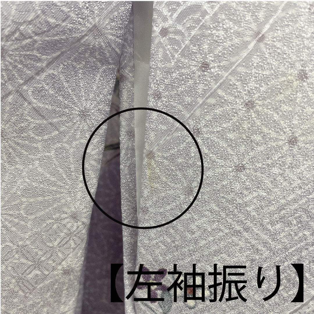 小紋 身丈158cm 裄丈65cm 袷 古典柄 洗える着物 ポリ Aランク 紫系 1115000983320