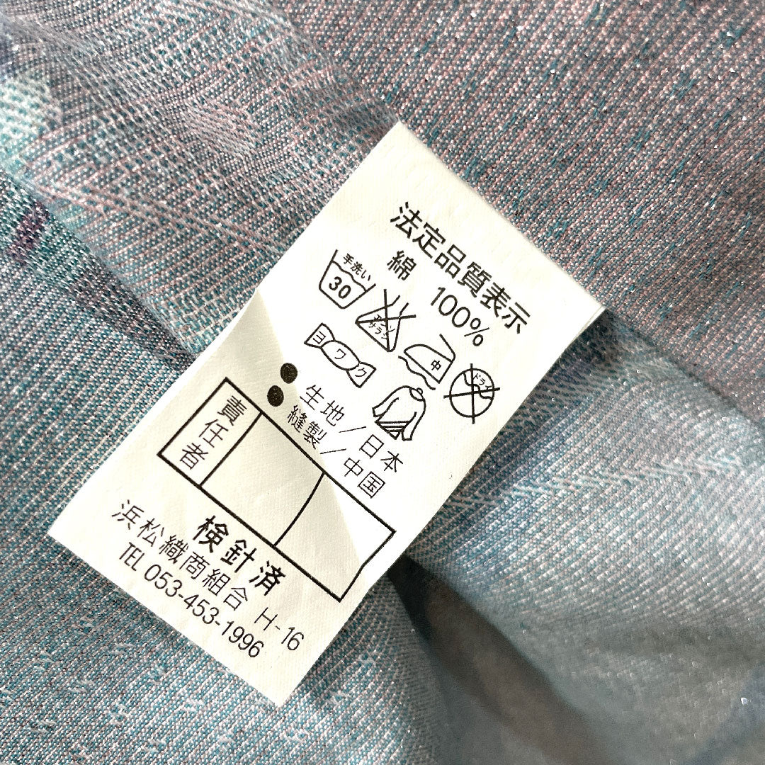 浴衣 鈍紫色 カサブランカ 銀通し 木綿 Sランク 単衣 身丈162cm 裄丈65.5cm グレー系 1118003822422